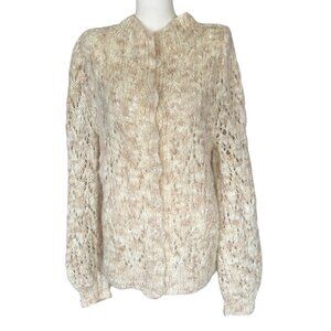 Vintage Unbranded Hand Knit Long Sleeve Button Up Cardigan Sweater Women's L
